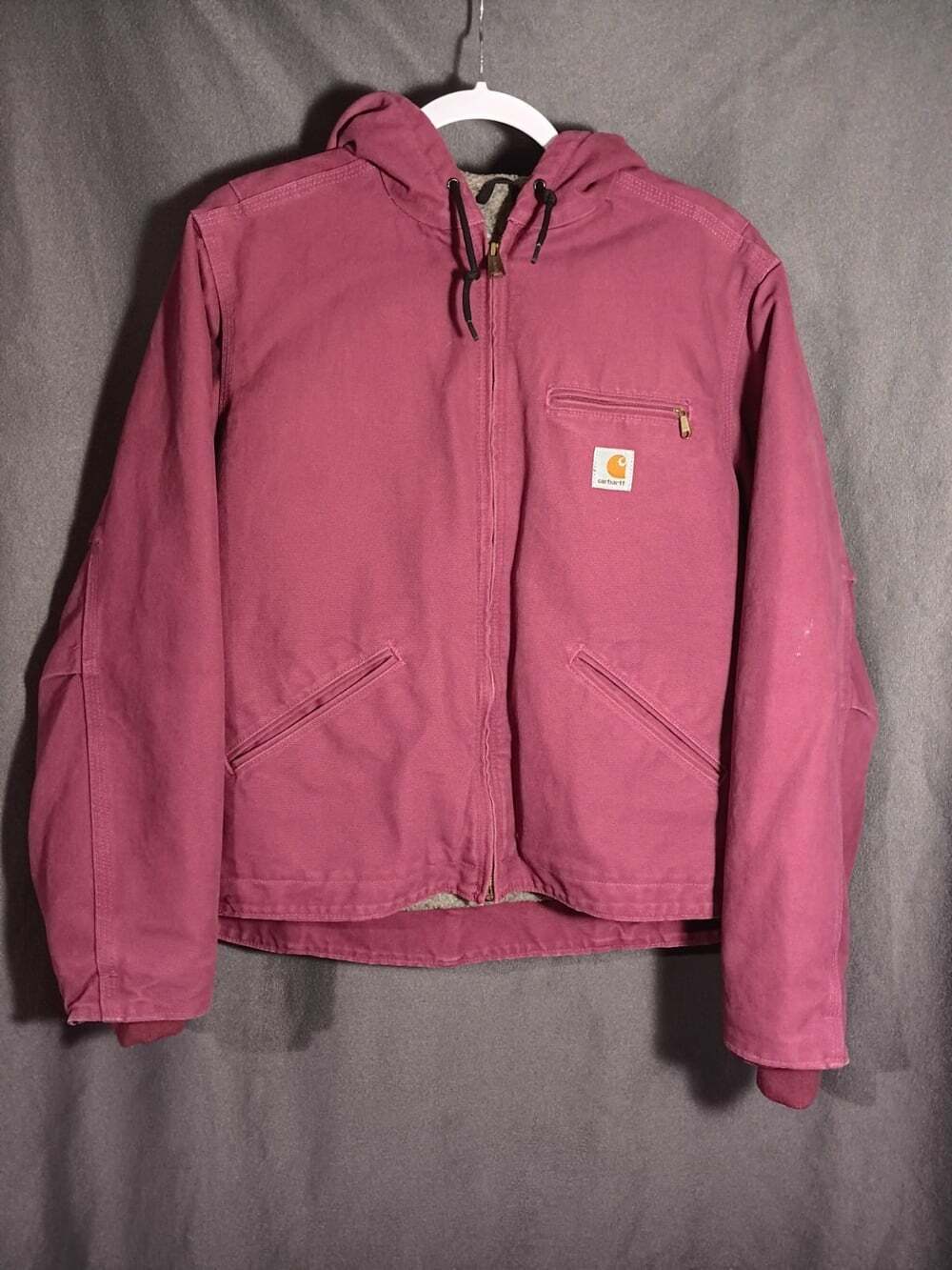 Carhartt For Women WJ141RBY Medium Regular Pink Duck Sherpa Lined Hood Barn Coat